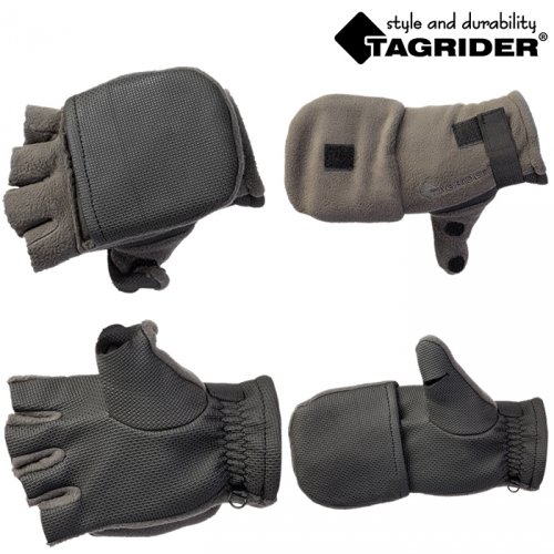 Рукавицы-перчатки Tagrider 0913-15 беспалые неопреновые флис темный графит