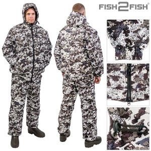Костюм зимний Fish2Fish Байкал -30С 3000 мм/10000 гр.м/м2 мембрана белая цифра