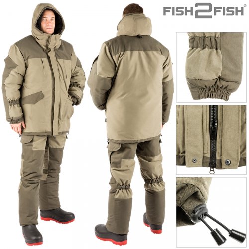 Костюм зимний Fish2Fish Горка -30С 3000 мм/10000 гр.м/м2 мембрана хаки