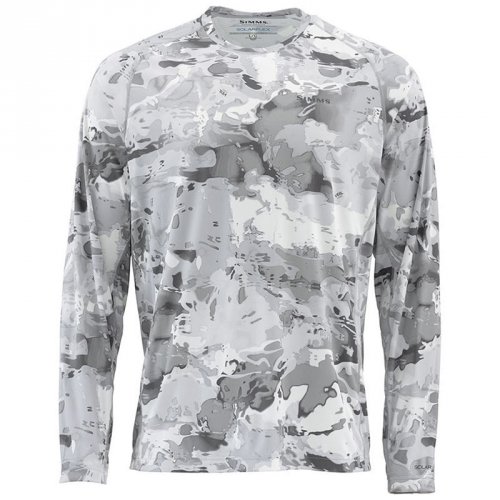Термофутболка Simms SolarFlex LS Crewneck - Print Cloud Camo Grey