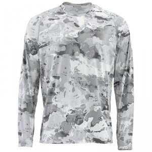 Термофутболка Simms SolarFlex LS Crewneck - Print Cloud Camo Grey