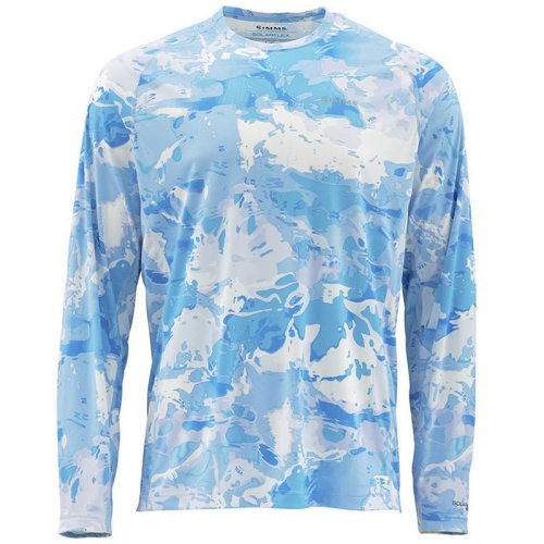 Термофутболка Simms SolarFlex LS Crewneck - Print Cloud Camo Blue