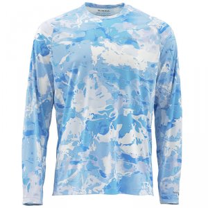 Термофутболка Simms SolarFlex LS Crewneck - Print Cloud Camo Blue