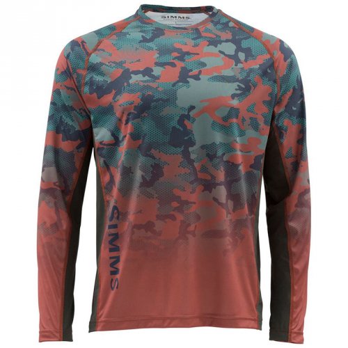 Термофутболка Simms Challenger Solar Tech Jersey Hex Flo Camo Rusty Red