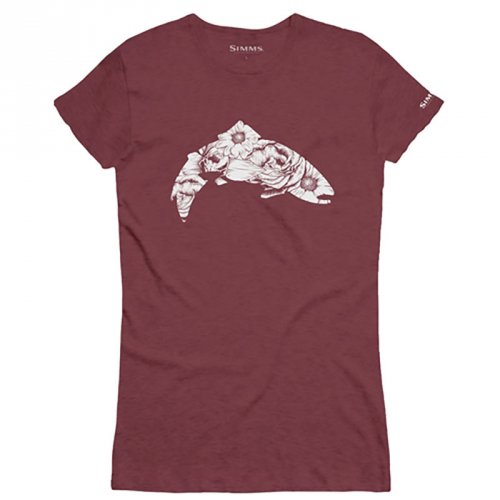 Футболка Simms Womens Flora Trout T-Shirt Burgundy Heather
