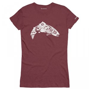 Футболка Simms Womens Flora Trout T-Shirt Burgundy Heather