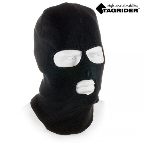 Шапка-маска Tagrider Expedition 3016 3 отверстия вязаная облегченная черная.