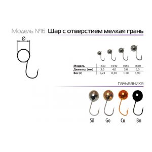 Мормышка W Spider Шар с отверстием мелкая грань (модель 16)