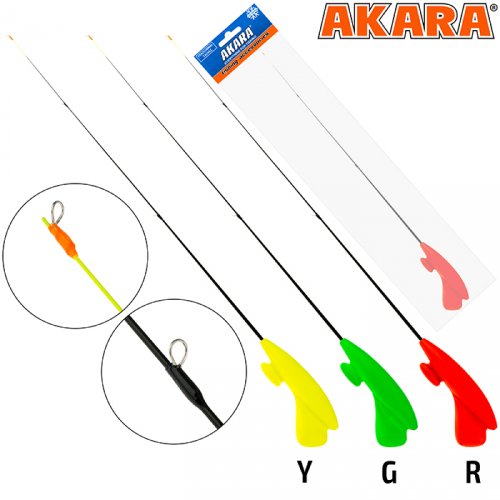Удочка зимняя Akara RHS-Y3 красная (хлыст стеклопласт безкивковый мягкий с тремя кольцами)