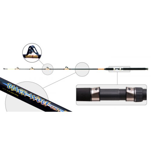Спиннинг одночастный стекло Surf Master 1217 Black Wolf с роликами