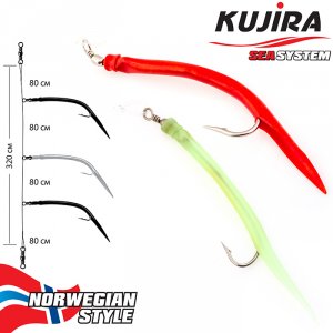 Снасточка морская Kujira Nord Sea №4 (3Gum. 8/0 Red & Lumo)