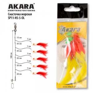 Снасточка морская Akara Makrelen Tail Rubber System SP11 H5 №5/0 Red