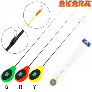 Удочка зимняя Akara SPS1-3R жёлтая (хлыст стеклопласт короткий с тремя кольцами)