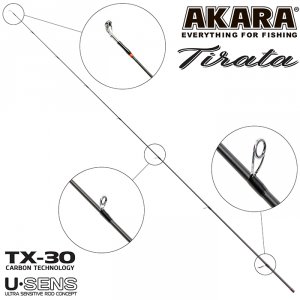 Хлыст угольный для спиннинга Akara SL1002 Tirata 802MLMF TX-30 (3,5-10,5) 2,44 м